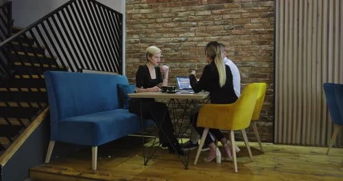 Business People Enjoy and Work in a Cafe Business Meeting in Cafe