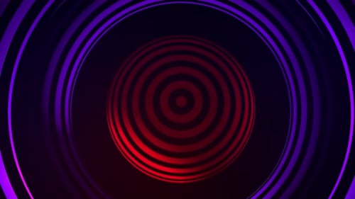 Hypnotic Expanding Neon Geometric Rings Background
