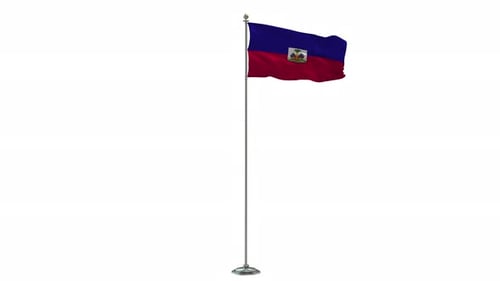 Realistic Waving Haiti Flag Animation on White Background