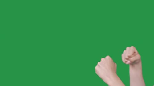 Hands Making Fists on Green Screen