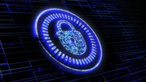 Glowing Futuristic Cyber Security Padlock Icon Animation