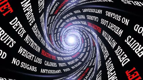 Healthy Diet Keywords on the Tunnel Walls, Loopable