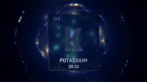 Potassium Chemical Element Animation with Futuristic Atomic Structure