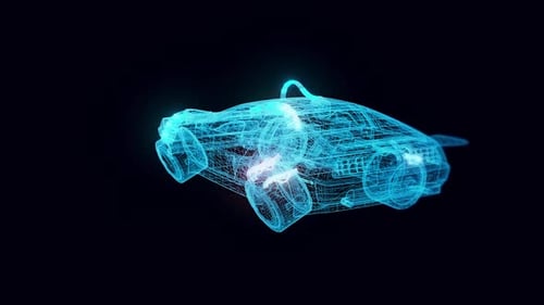 Cyberpunk Flying Car Hologram Rotating Hd