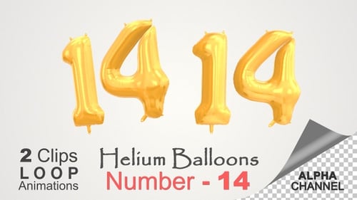 Floating Golden Number 14 Balloon Animation for Celebrations