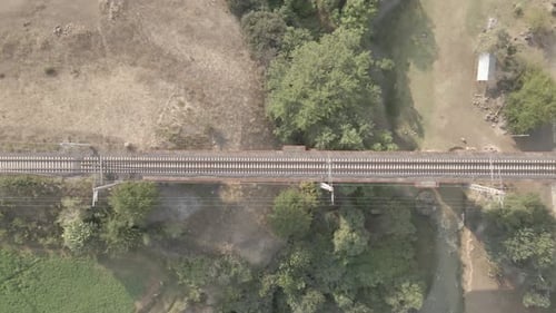 Aerial view of empty Railway bridge in Samtskhe-Javakheti region, Georgia.