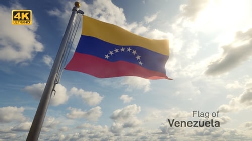 Realistic Venezuela Flag Waving Against Sunny Sky