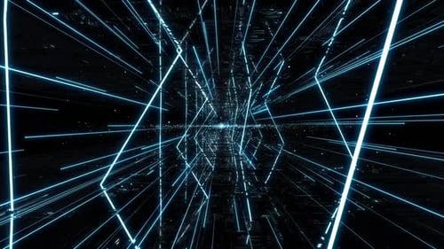 Futuristic Glowing Blue Lines Data Tunnel Background
