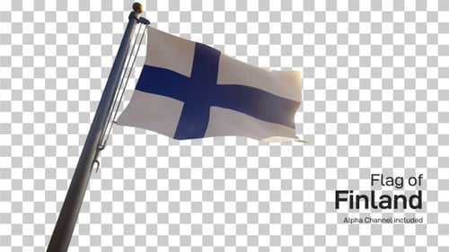 Realistic Finnish Flag Waving with Alpha Channel