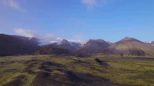 Gorgeous Aerial Landscape View of the Mountains Filled With Patches of Snow