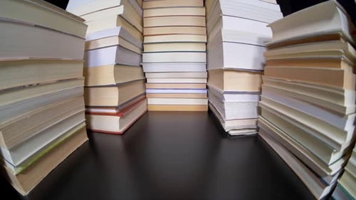 Stacks of Books in a Pile Close Up