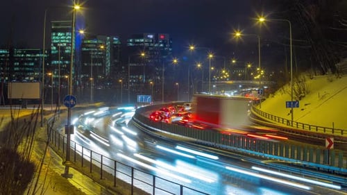 Night Traffic Time-Lapse on Highway