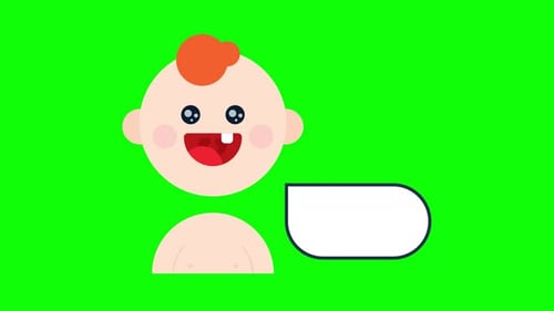 Flat Design Animated Baby Character with Speech Bubble