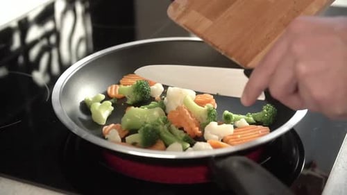 Vegetables Stir Fried in Frying Pan