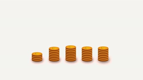 Growing Golden Coin Stacks Animation for Financial Data