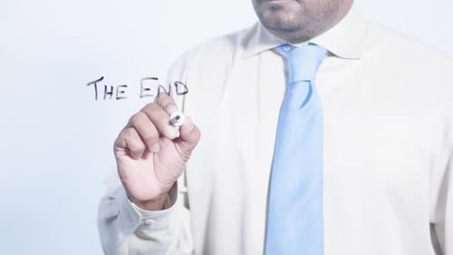 Asian Businessman Writes The End