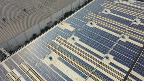 Solar power station on factory rooftop