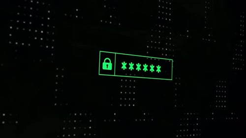 Entering their password on a computer screen access granted warning message .