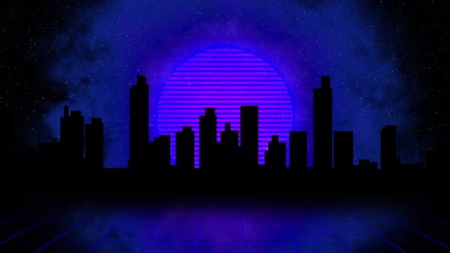 Abstract Sunny Retro City Color Purple