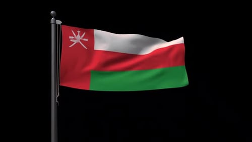 Oman National Flag Waving Animation on Flagpole
