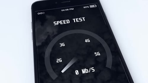 5g Technology Concept with Speed Test Mobile Application Running on Smartphone