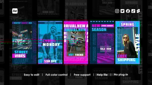 Dynamic Neon Instagram Story Templates for Fashion & Sales
