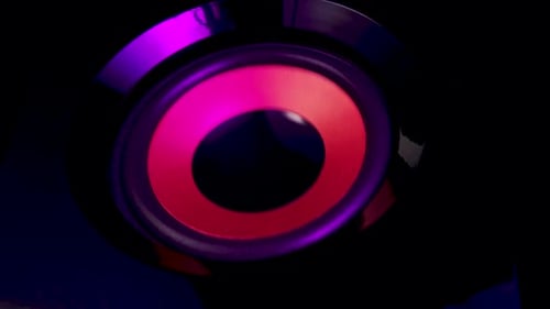 Vibrant Speaker Pulsing with Pink and Purple Light