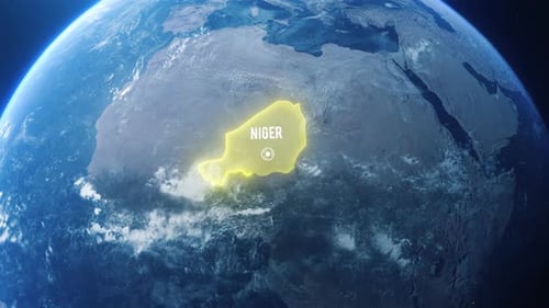 Earh Zoom In Space To Niger Country Alpha Output