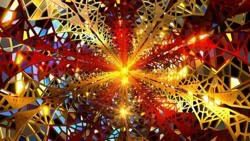 Vibrant Geometric Stained Glass Tunnel Loop Background