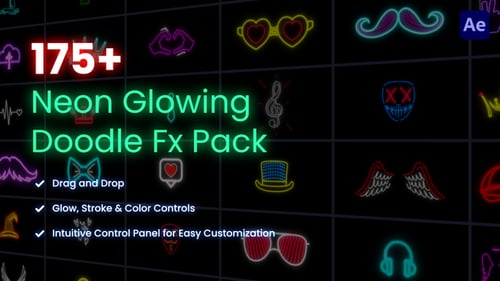 Animated Neon Doodle Graphics Pack
