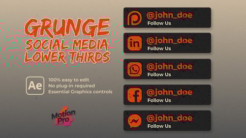 Distressed Social Media Lower Thirds and Animated Text