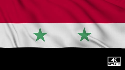 Syrien-Flagge weht langsam geschlungen