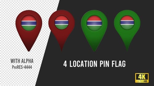 Animated 3D Glossy Location Pin Flags Pack