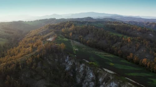 Aerial View of Hilly Landscape of Calabria Italy