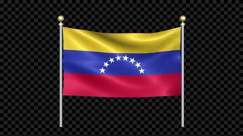 Realistic Waving Venezuelan Flag on a Pole