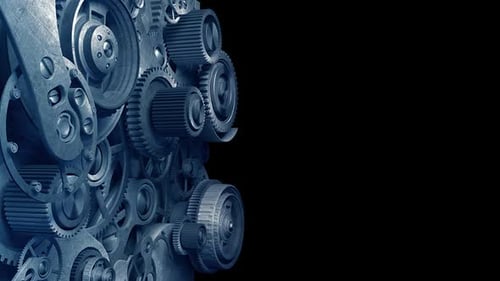 Intricate Metallic Gears Turning Motion Background