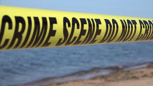 Crime Scene Tape Blocking Beach Access