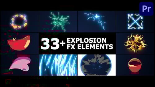 Dynamic 2D Cartoon FX Elements Pack with Explosions and Energy