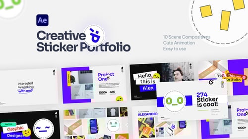 Unique Creative Sticker Animated Portfolio After Effect Project