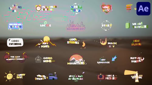 Travel Stickers Titles for After Effects