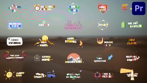 Travel Stickers Titles for Premiere Pro