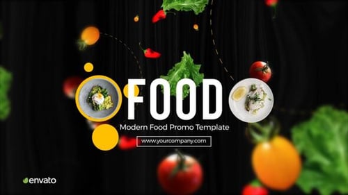 Modern Food Showcase with Animated Geometric Elements