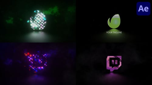 Square Glitch Logo for After Effects