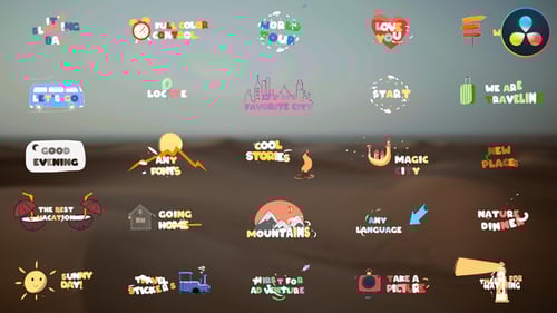 Travel Stickers Titles for DaVinci Resolve