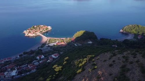 Bird's Eye View of Coastal Zone with Beautiful Island and Bridge