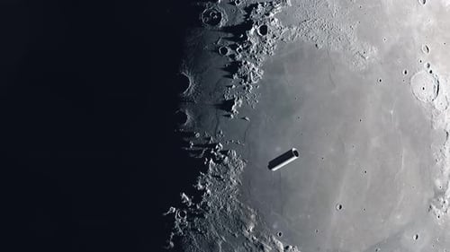 Second Stage Rocket Booster Crashing into the Moon - Medium Shot