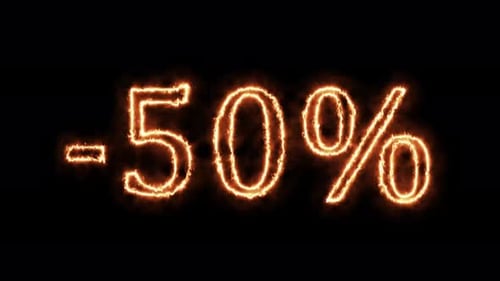 Fiery Discount Percentage Text Reveal Animation