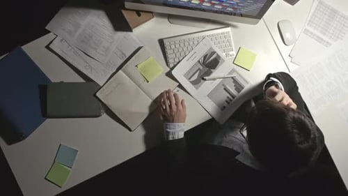 Man in Office Receiving Phone Call