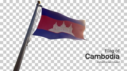 Realistic Cambodia Flag Waving with Alpha Channel
