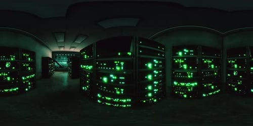 VR360 Network Server Room with Computers for Digital Tv Ip Communications